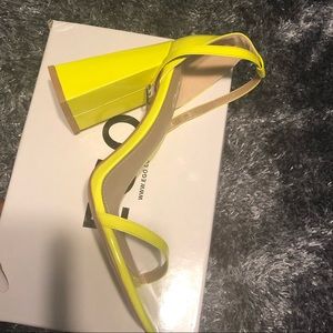 Neon yellow block heel sandal